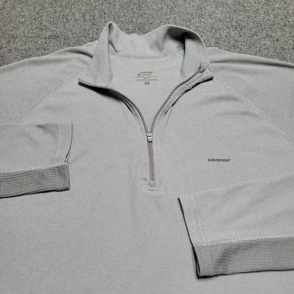 Patagonia Shirt Mens Extra Large Gray Performance Baselayer Quarter Zip Capilene